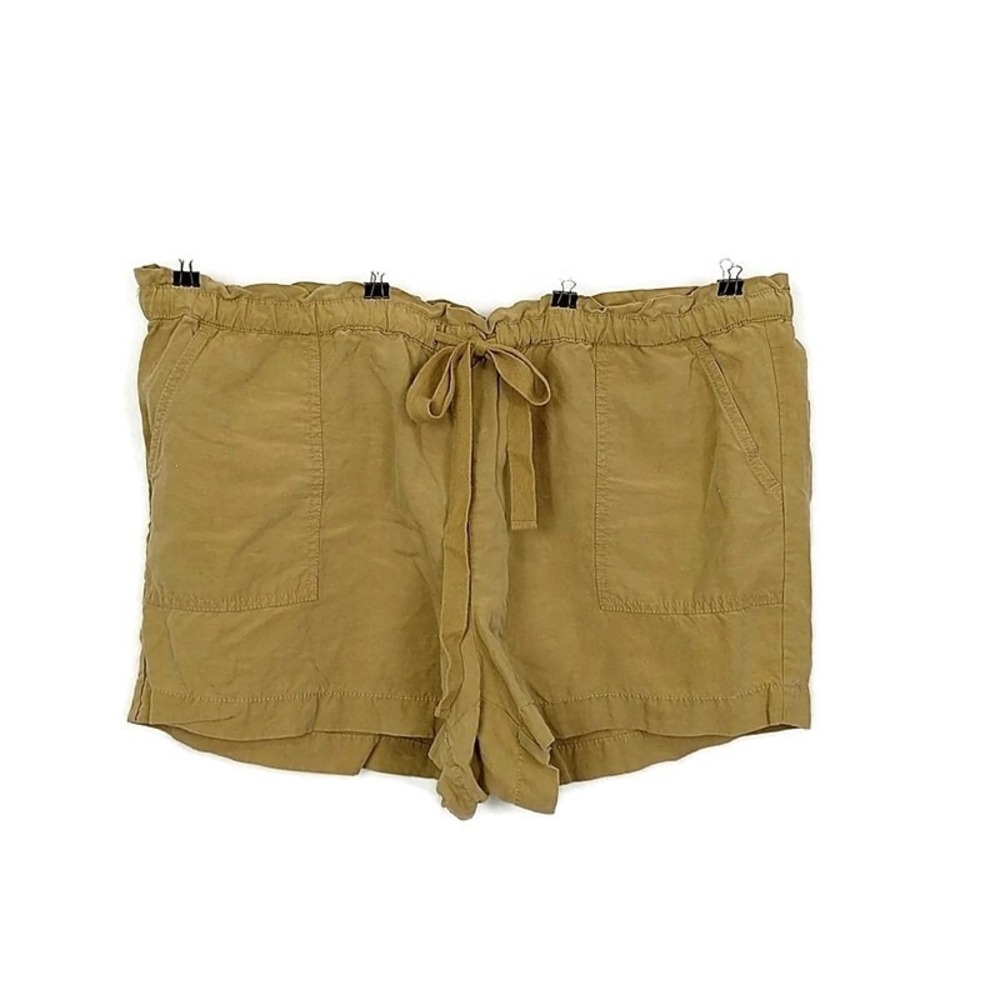 LOFT Tan Lyocell Linen Drawstring Pull On Shorts Pockets sz XL Summer Vacation